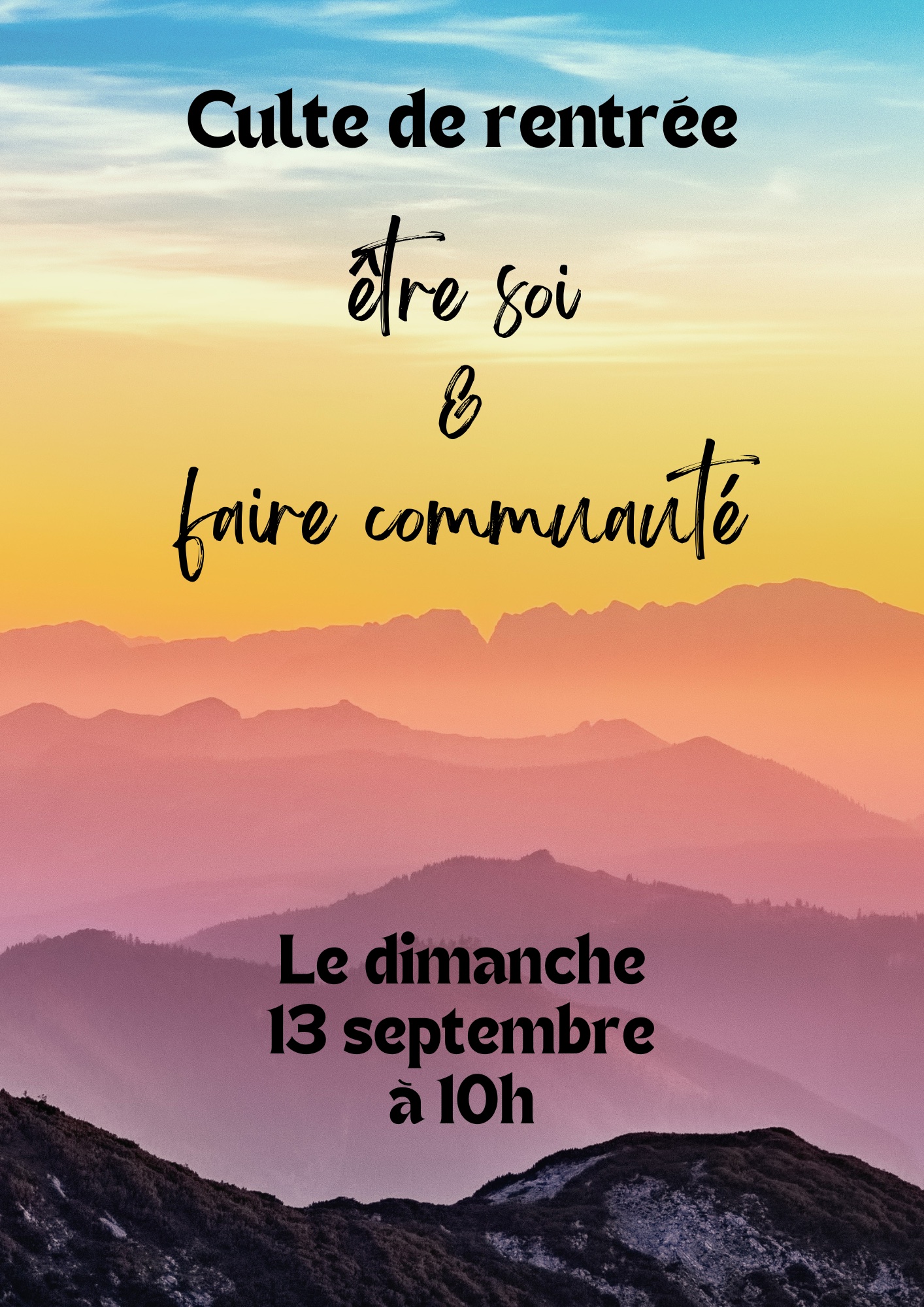 Culte de rentrée 2026 Etudes Bibliques Champéry 11 septembre 2026